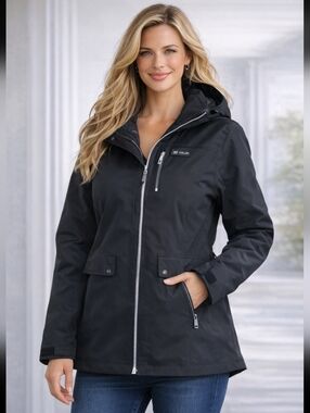 Women's Free Country Black Hooded Waterproof Ski Jacket ( Size:XL)